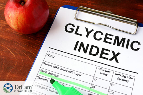 An image of a glycemic index chart and an apple